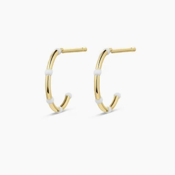 Gorjana Gold & White Capri Hoop Huggies - Picture 1 of 4